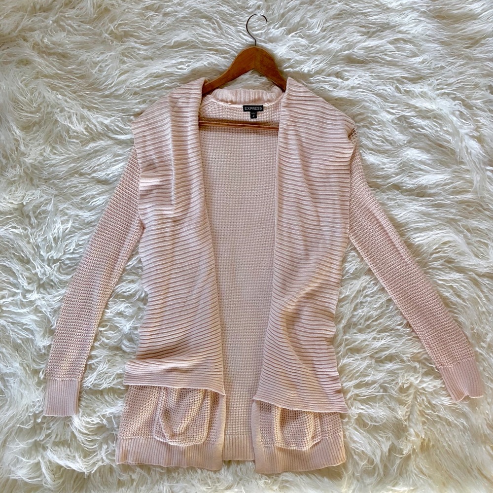 Express Draped Collar Blush Pink Knitted Cardigan
